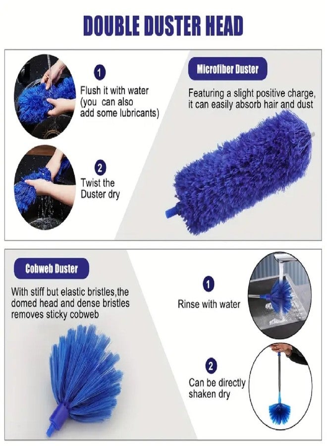 Giggle Tree Microfiber Feather Duster with Mop Stick-Essential Home Cleaning Products for Dusting,Fan Cleaner and More,Extendable Telescopic Handle for Easy Reach and Efficient Cleaning (Navy Blue) - Image 5